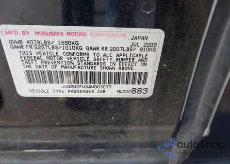 2010 Mitsubishi Lancer Es from USA, damaged, VIN JA32U2FUXAU003077